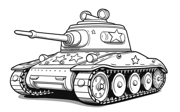 Katonai Tank Illusztráció Elszigetelt Fehér Háttér — Stock Vector