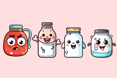 Vektör Sanatı, Şirin Şişe ve Sürahi Karakteri, Yüksek Kaliteli Çizgi Sanatı