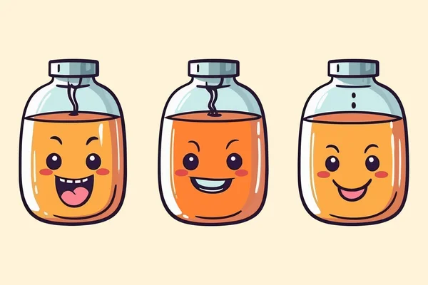 Διανυσματική Τέχνη Χαριτωμένο Πορτοκαλί Χαρακτήρα Μπουκάλι Υψηλής Ποιότητας Γραμμική — Διανυσματικό Αρχείο