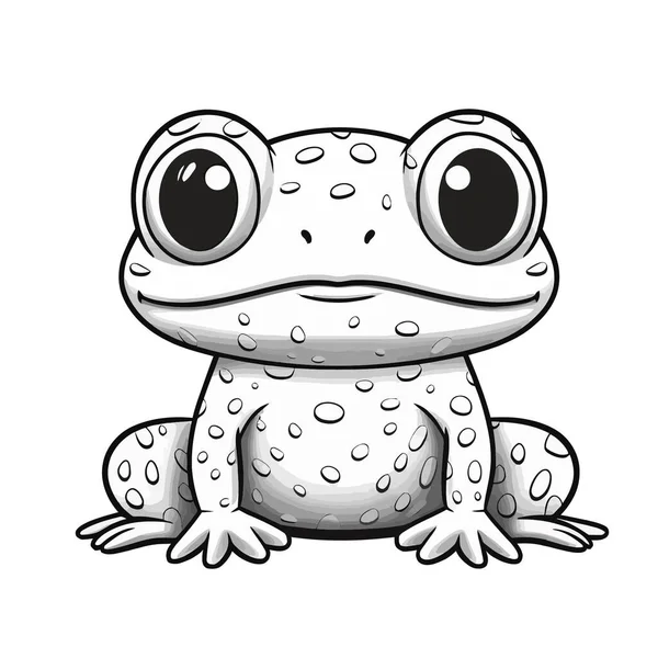 白い背景に笑顔でかわいい漫画カエル — ストックベクタ