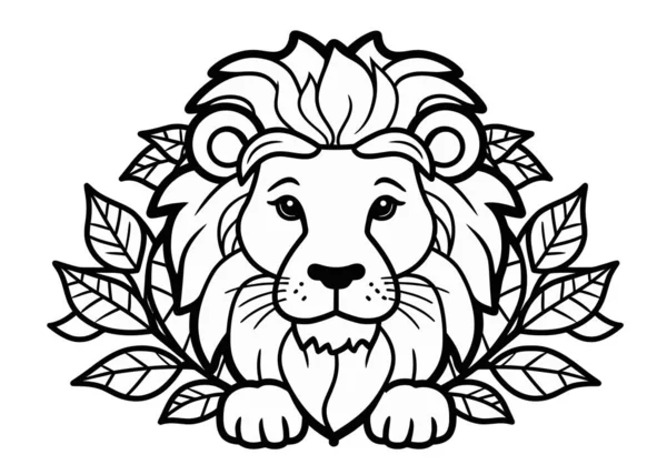 Cabeça Leão Com Coroa Ilustração Vetorial —  Vetores de Stock
