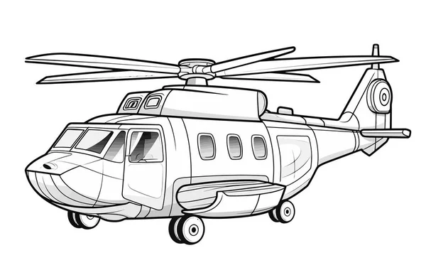Вертолетный Эскиз Вектор Рисунок Ретро Винтажной Линии — стоковый вектор