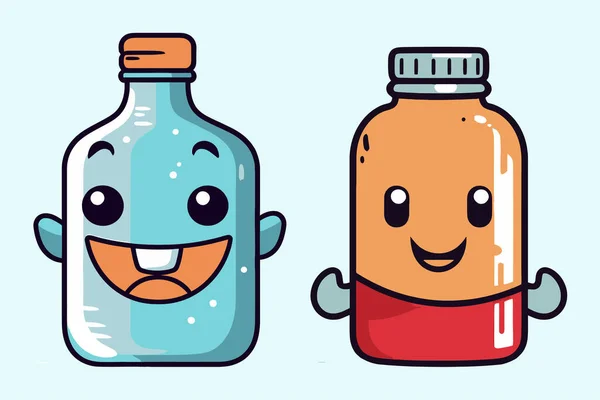 Illustrazione Vettoriale Una Bottiglia Acqua Del Fumetto — Vettoriale Stock