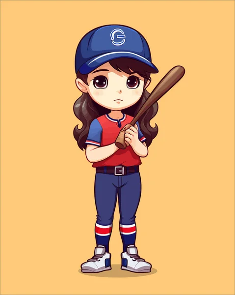 Vector Art Baseball Girl Idle Cartoon Character — Stock Vector
