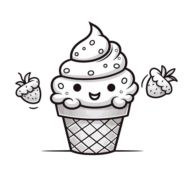 Милый Рожок Мороженого Шоколадом Вафельными Рожками Векторная Иллюстрация — стоковый вектор