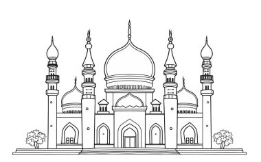 İslami cami, Tac Mahal, vektör illüstrasyonu