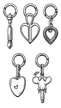 İzole edilmiş vintage anahtarlarının vektör illüstrasyonu