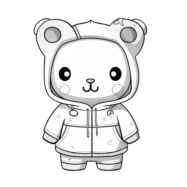 Cute Beruang Dengan Syal Dan Topi Vektor Desain Gambar - Stok Vektor