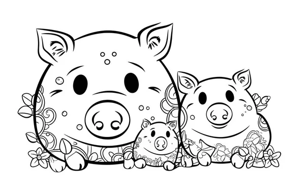 Porc Avec Tirelire Une Vache — Image vectorielle