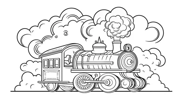 蒸気と他の漫画のベクトル図のグラフィックデザインで本を着色 — ストックベクタ