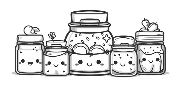 装有果酱的石灰罐和装有食品和饮料载体的罐子 — 图库矢量图片