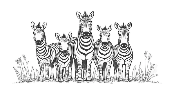 丛林里的斑马和长颈鹿 — 图库矢量图片