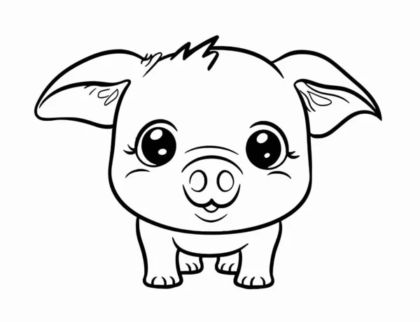 かわいい豚頭漫画ベクトルイラストグラフィックデザイン — ストックベクタ