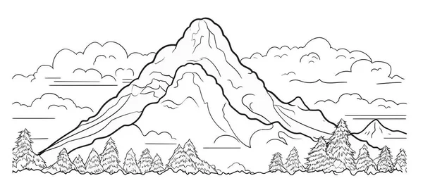 Lanskap Gunung Dengan Gunung Dan Hutan Ilustrasi Vektor - Stok Vektor