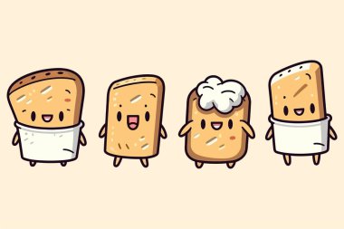 sevimli çizgi film kruvasan vektör çizimi