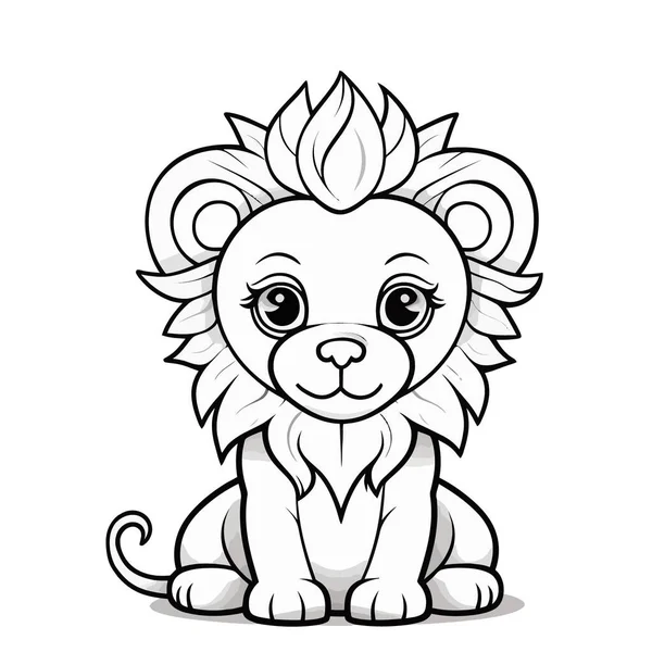 Mignon Bébé Lion Dessin Animé Vectoriel Illustration Conception Graphique — Image vectorielle
