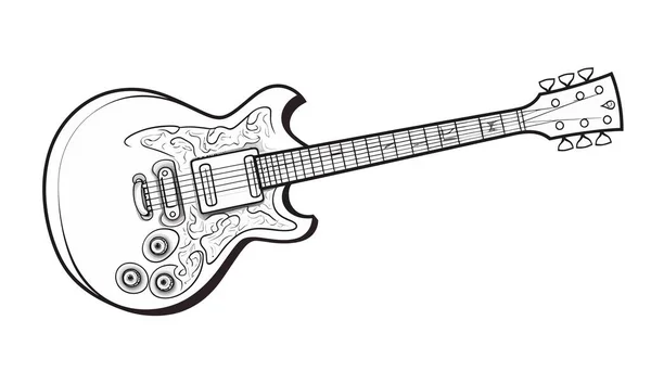 Guitarra Eléctrica Dibujada Mano — Vector de stock