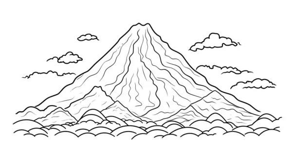 雲と木のある山の風景ベクトルイラストデザイン — ストックベクタ