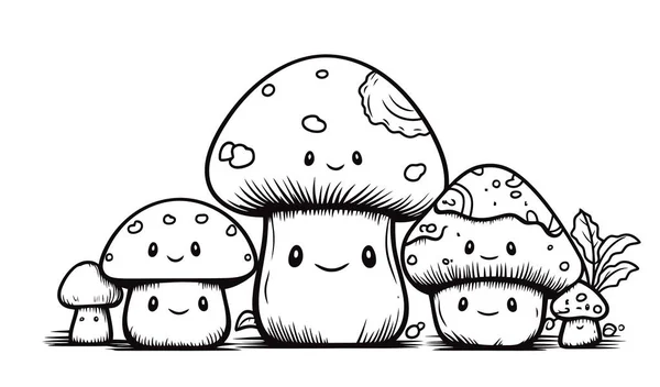 Vektor Cartoon Pilze Auf Weißem Hintergrund — Stockvektor