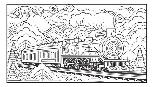 Раскраска Детского Поезда — стоковый вектор