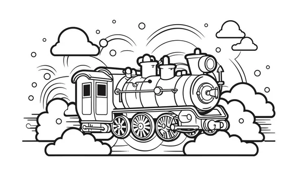 Train Steam Locomotive — Stock Vector