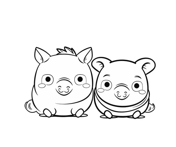 Cute Little Pigs Couple Characters — Stock Vector