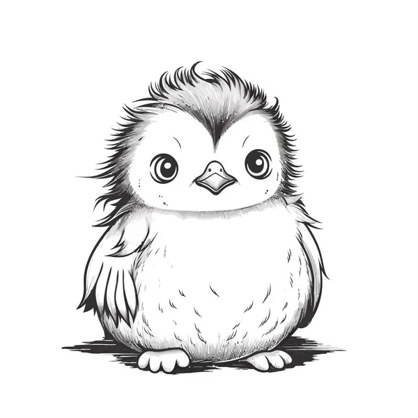 Hand Drawn Sketch Owl White Black — Stock Vector
