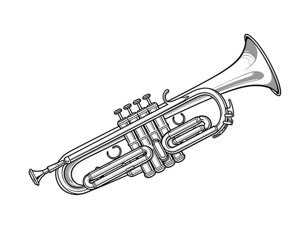 Illustrazione Vettoriale Tromba Strumento Musicale Set Tromba Tromba Vettoriale Icona — Vettoriale Stock