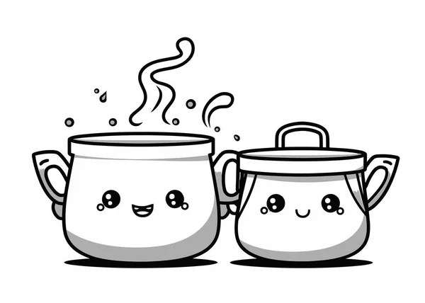 Δύο Χαριτωμένα Φλιτζάνια Τσάι — Διανυσματικό Αρχείο