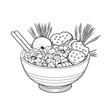 Bir kase lezzetli Japon yemeği. 