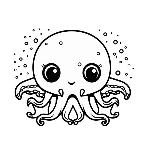 Octopus Cartoon Character Isolated White Background — Stock Vector