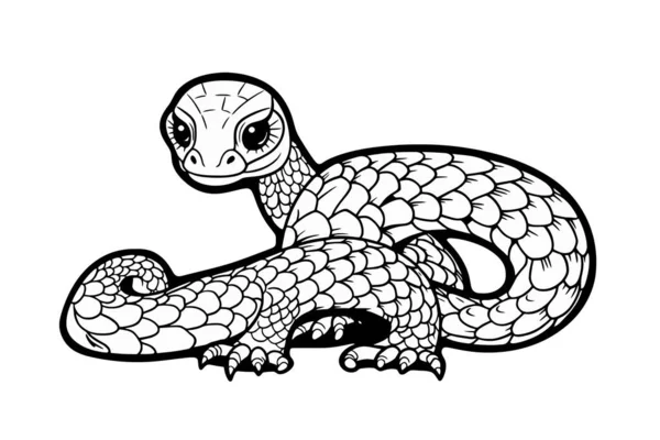 Ilustração Vetor Preto Branco Serpente —  Vetores de Stock