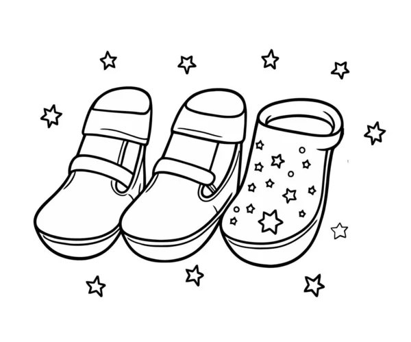 Sapatos Bebê Vetorial Com Estrela Sapatos Bebê Menino — Vetor de Stock