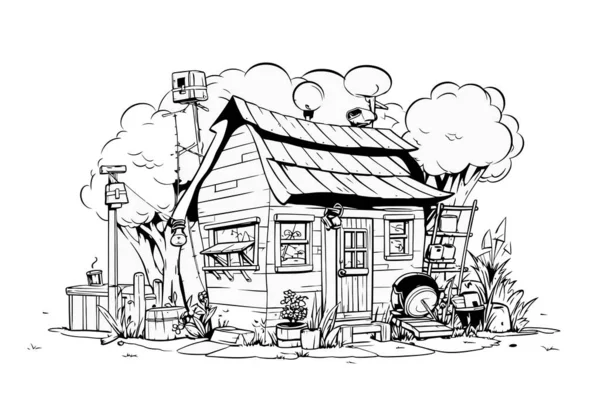 森林屋顶上的房子 — 图库矢量图片
