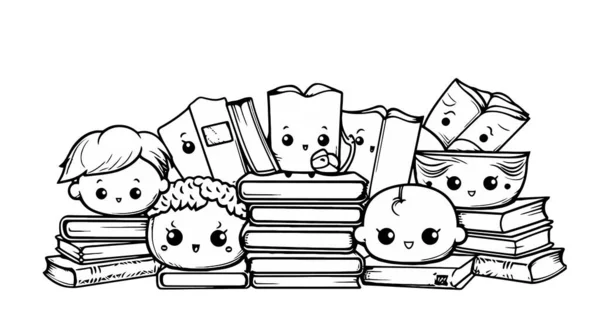 Omalovánky Pro Děti Vejci Knihami — Stockový vektor