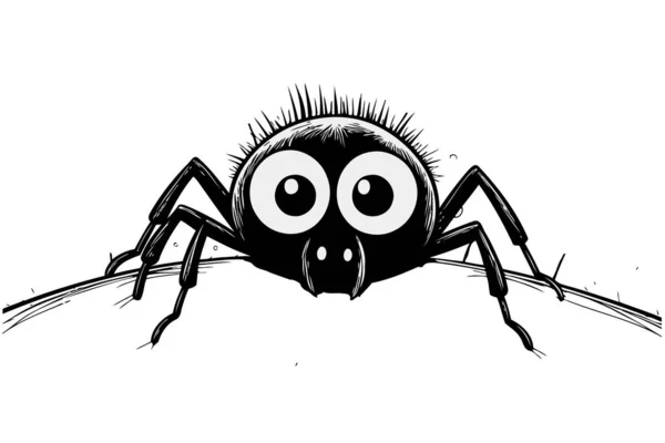 Silhouette Noire Une Araignée — Image vectorielle