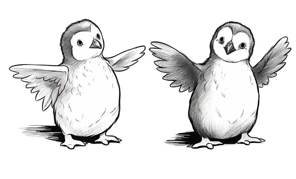 Sketch Cute Penguin — Stock Vector