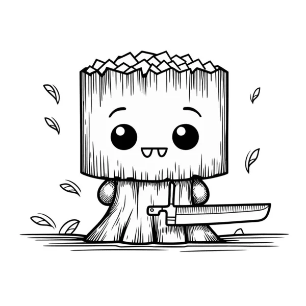 Cartoon Illustration Cute Wood Stump — Stock Vector
