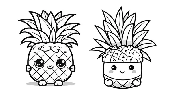 可爱的卡瓦菠萝卡通片 — 图库矢量图片