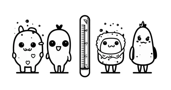 Mignon Thermomètre Dessin Animé Avec Thermomètre — Image vectorielle