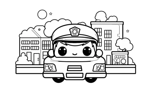 Χαριτωμένο Αστυνομικό Αυτοκίνητο Αστυνομία Αστυνομία Και Αστυνομία Σχεδιασμό Φορέα Σχεδιασμό — Διανυσματικό Αρχείο