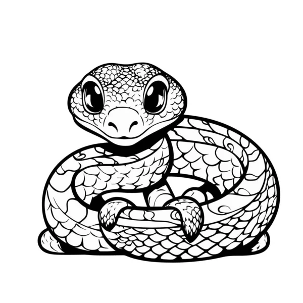 Serpente Preto Branco — Vetor de Stock