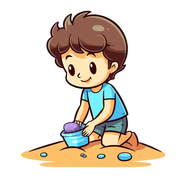 Kind Spelen Zand Zand Spel Illustratie — Stockvector