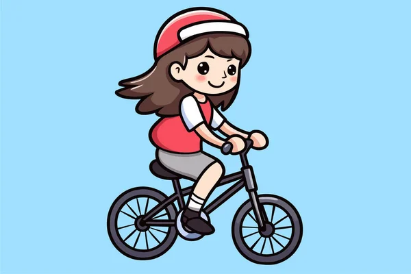 Mignon Petit Vélo Équitation Dessin Animé Vectoriel Illustration — Image vectorielle