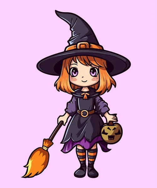 Halloween Witch Witch Costume — Stock Vector