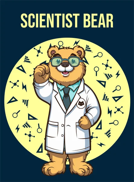 Αστείος Χαρακτήρας Καρτούν Αρκούδας Γιατρός Έννοια Της Επιστήμης — Διανυσματικό Αρχείο