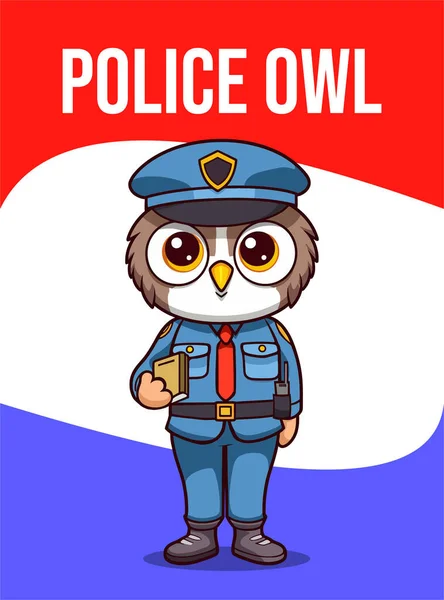 Vector Illustration Police Owl Animal Clipart — стоковий вектор