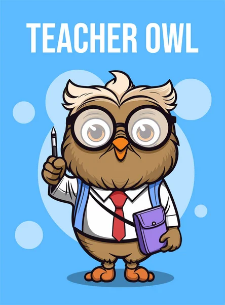 Cute Owl Cartoon Mascot Character Vector Hand Drawn Illustration — Stock Vector