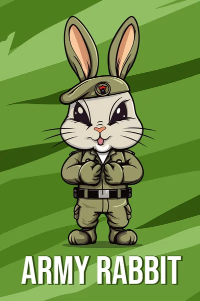 Cartoon Rabbit Sign Army — Stock Vector