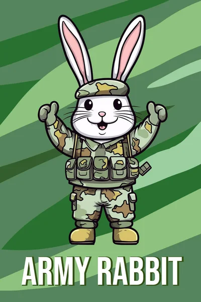Cartoon Cute Bunny Military Suit — Stock Vector